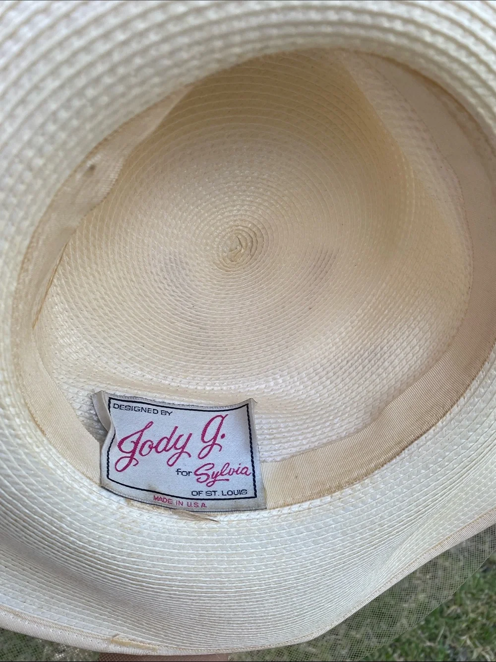 Vintage Jodi G for Sylvia Creamy Yellow Sun Hat with Ribbon Trim Kentucky Derby